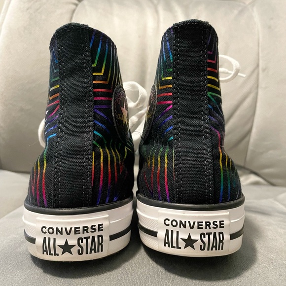 Converse Chuck Taylor All Star Hi Rainbow Metallic High Top Sneakers Size 6 - Picture 3 of 4